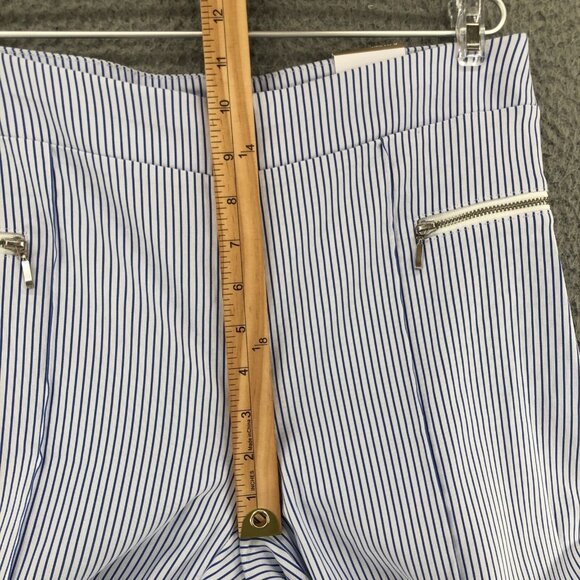 Chicos Pants Womens 0 US 4 Blue Perfect Stretch Yarndye Stripe Zip Crop Slim NWT - Picture 9 of 12